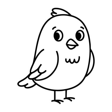 Neşeli Küçük Çizgi Film Kuş Pozisyonu ve Hafifçe Yan Bakış