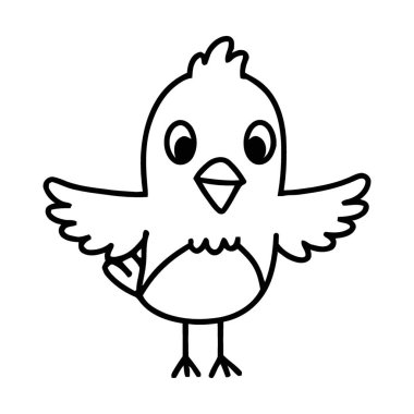 Neşeli Çizgi Film Kuşu Kanatlarını Hoş Gelen Bir İfadeyle Açıyor