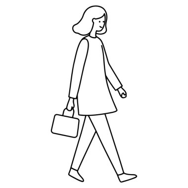 El çantasıyla gezen bir kadının basit tasviri.