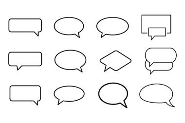 Metin ve Mesaj Grafikleri için Boş Konuşma Kabarcıklarının Çeşitli Koleksiyonu