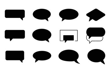 Siyah Siluet Sohbet Kabarcıkları ve Dijital İletişim için Mesaj Kutuları