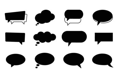 Dijital İletişim Simgelerini çalıştırmak için Siyah Dolu Konuşma Baloncukları