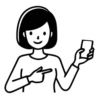 Neşeli Kadın Önemli Bilgileri Bir El Bilgisayarı Gadget ile Sunar