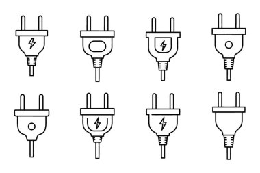 Sekiz Çeşit Elektrik Fişi Çizgisi Sanat Resimleri
