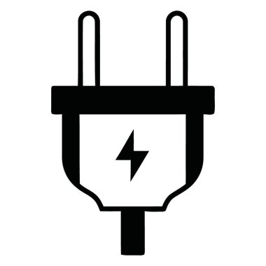 Siyah Elektriksel Güç Tıkacı Silüeti Enerji Sembollü Simgeyi Yüreklendir