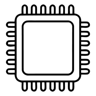 Bilgisayar Teknolojisi için Temel Dijital İşlemci Mikroçip Taslak Simgesi