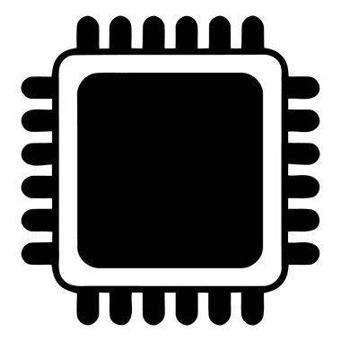 Kalın Dijital İşlemci Bütünleşik Devre Siluet Teknoloji Tasarımı Simgesi