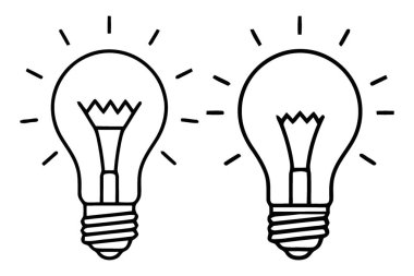 Parlak Fikir Aydınlatma Kavramı İki Parlayan Elektrik Ampulü