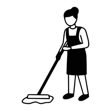 Çalışkan Temizlik Personeli Sert Yüzey Zemininden Dökülen Sıvıyı Temizliyor