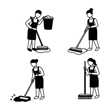 Çeşitli Temizlik Personeli aktif olarak Kat Bakımı ve Bakım Görevlerinde