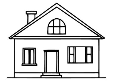 Windows Door ve Chimney Detaylı Geleneksel Ön Yükseklik Evi