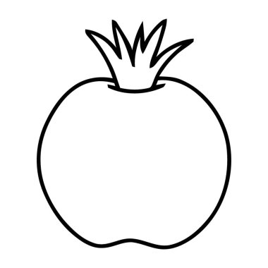 Minimalist çizgiler, taze bir nar meyvesinin tasviri.