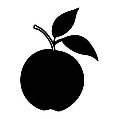 Sağlıklı Tasarımlar İçin Yaprakları ve Kökü Olan Klasik Meyve Elması Silueti