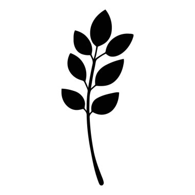 Minimalist Siyah Botanik Siluet Tek Şube Vektör İllüstrasyon Tasarımı