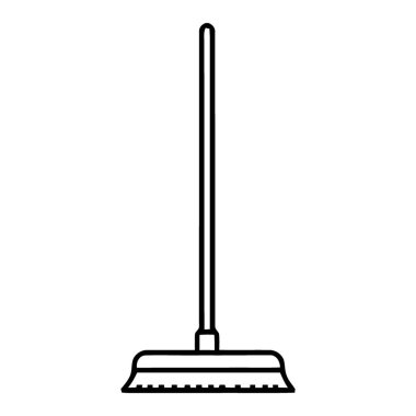 Temel Temizlik Malzemeleri Düz Yerler Süpürge Çizgisi Sanat Vektörü