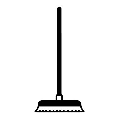 Düz Zemin Fırçası Saf Siyah Siluet Temizleme Aksesuar Simgesi