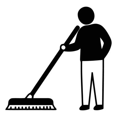 Temizlik Hizmetleri ve Bakım için Profesyonel Yer Temizleme Silüeti Simgesi Simgesi