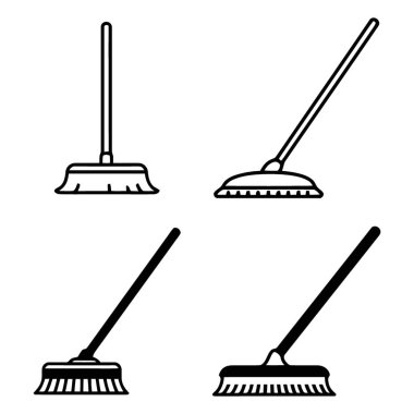 Ev Temizleme Araçları Çizgisi Sanat ve Siluet Simgeleri Koleksiyonu