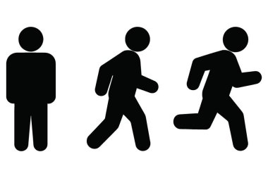 Dinamik İnsan Hareketi İlerleme Katı Çubuk Figürleri Yürüyor