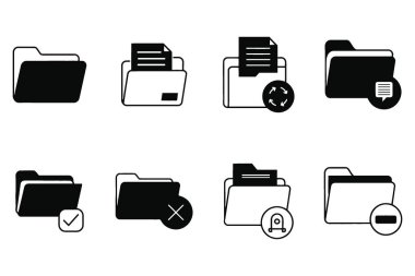 Modern Dosya Yönetimi ve Dijital Arayüz Elementleri için Çok Yönlü Dizin Simgeleri Koleksiyonu