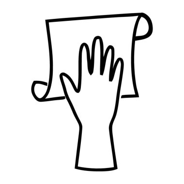 Eldivenli Eldiven Çizimi Bir Yüzeyi Bir Bez ile Silme