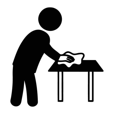 Özverili İşçi Silueti Temel Yüzey Temizleme Görevi