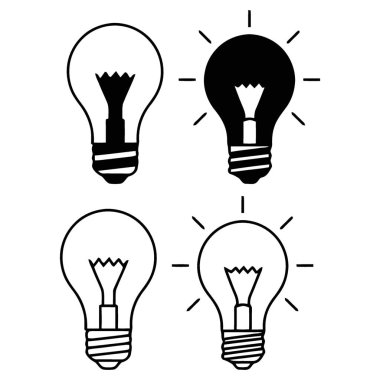 Taslak ve Solid Aydınlatılmış Grafiklerdeki Parlak Fikir Ampulleri