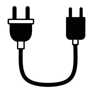 Güç Bağlantısını Temsilen Kablo Bağlantısına Bağlı Elektrik Eklentileri Silueti