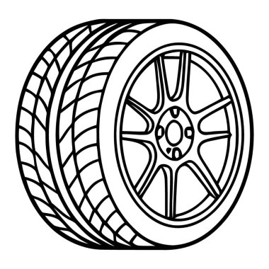 Detaylı Otomotiv Tekerleği ve Tekerlek Halkası Çizgisi Resim Tasarımı