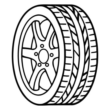 Sportif Performans Araba Lastiği ve Tekerlek Yüzgeci Vektör Çizgi Tasarım Elemanı