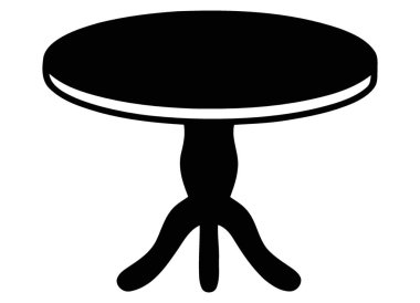 Mobilya Tasarımı için şık Yuvarlak Yaya Tablosu Siyah Siluet Simgesi