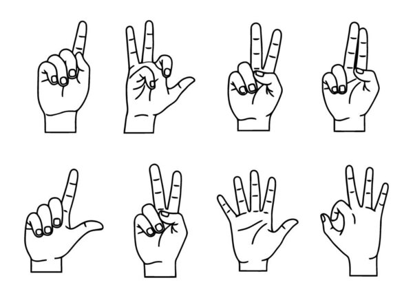 Комплексный набор из восьми знаков подсчета жестов и коммуникации