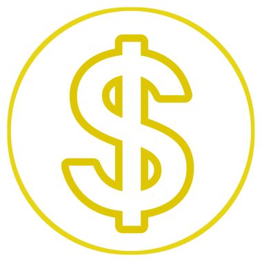 Altın dolar şeklinde bir madeni para resmi ve tamamen beyaz, arka planı yok..