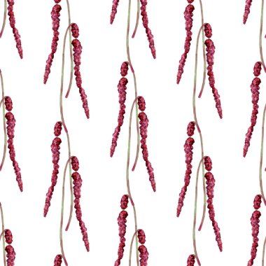 Beyaz arka planda pembe çiçekli kusursuz suluboya deseni. Kumaş tasarımı, ambalaj, doğal kozmetik etiketleri, çiçek kırtasiyesi ve botanik dekorasyonlar için ideal.