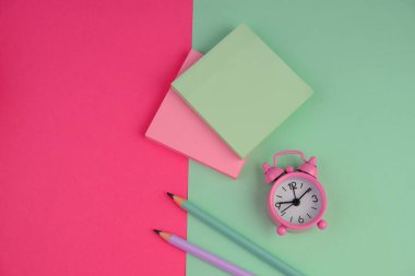 blank paper next to school tools with no word as a template for text space concept. business and education concept