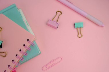 blank paper next to school tools with no word as a template for text space concept. business and education concept