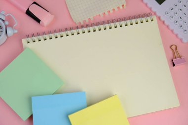 blank paper next to school tools with no word as a template for text space concept. business and education concept