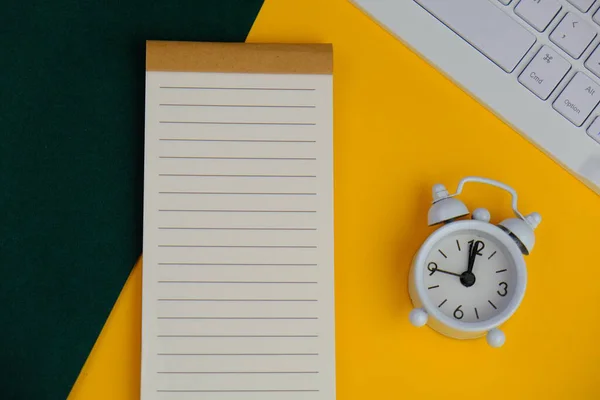 blank paper next to school tools with no word as a template for text space concept. business and education concept