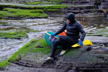 Jeju, Güney Kore - 11 Şubat 2026: Seongsan Ilchulbong olarak bilinen bir tatil ve doğa konsepti olarak gün batımında Jeju cazibesini görmek