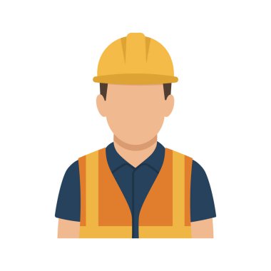 Sert şapka ve güvenlik yeleği giyen bir erkek inşaat işçisinin yüzsüz vektör avatarı. Kullanıcı profili, endüstri, mühendislik ve iş konsepti tasarımı için ideal.