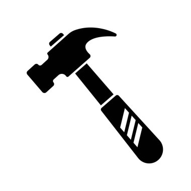 Pençe çekicin siyah siluet vektör simgesi. İnşaat, marangozluk, araç gereç, onarım, sanayi ve bakım projeleri için mükemmel bir sembol.