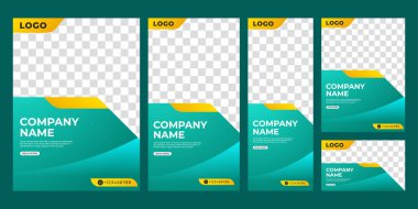 Web Başlığı, Sosyal Medya ve Flyer Design için Modern Soyut Gradyan Sancak Koleksiyonu