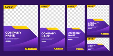 Web Başlığı, Sosyal Medya ve Flyer Design için Modern Soyut Gradyan Sancak Koleksiyonu