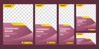 Web Başlığı, Sosyal Medya ve Flyer Design için Modern Soyut Gradyan Sancak Koleksiyonu