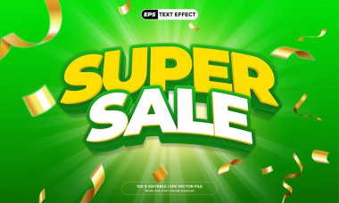 3D Metin Efekti Süper Satış Büyük Satış Tasarım Şablonu Yaratıcı