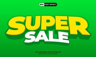 3D Vektör EPS Metin Efekti Tasarım Süper Satış Şablonu