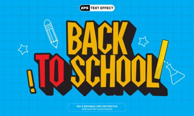 Metin Efekti Düzenlenebilir Okula Dönüş Tasarımı