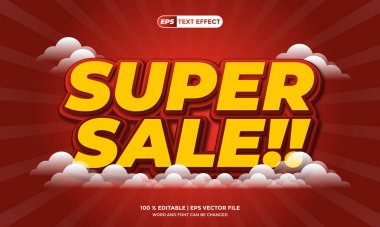 Metin Efekti 3D Vektör Düzenlenebilir Tanıtım Satışı