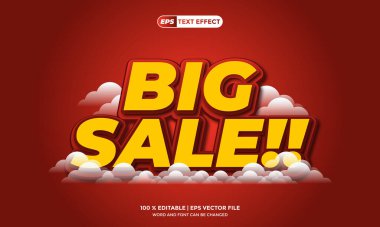 Metin Efekti 3D Vektör Düzenlenebilir Tanıtım Satışı