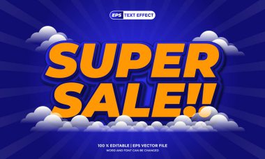 Metin Efekti 3D Vektör Düzenlenebilir Tanıtım Satışı